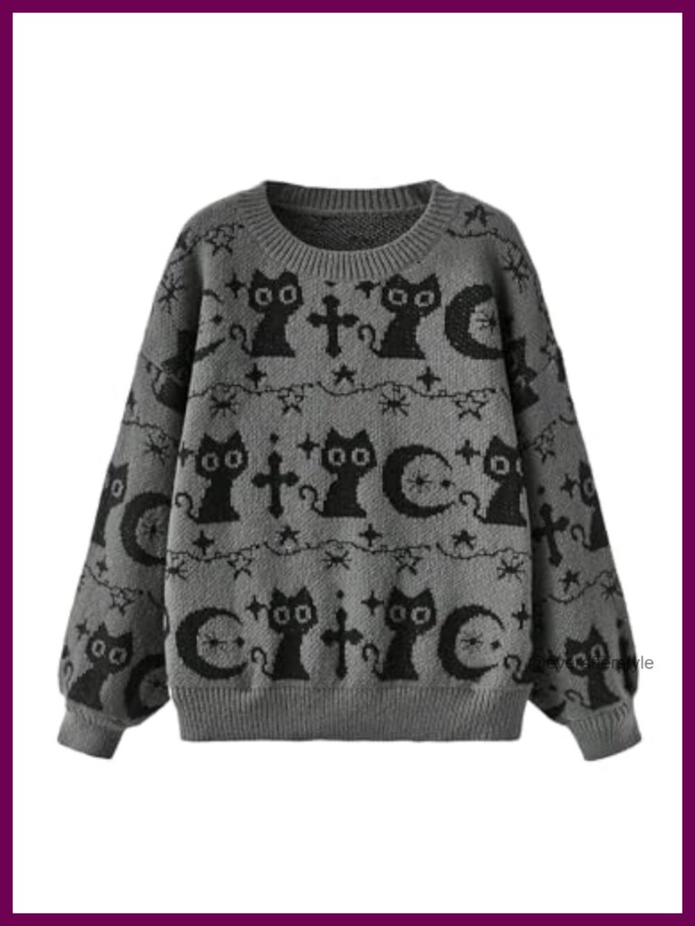 Oversized Goth Cartoon Pattern Ripped Sweater Pullover Top